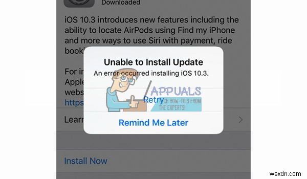 修正：iOSのインストール中にエラーが発生しました 