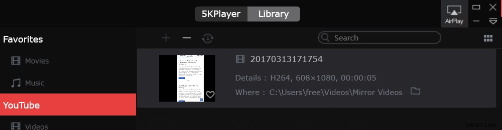 iPhone画面を無料でミラーリングして記録する方法（5KPlayerを使用） 