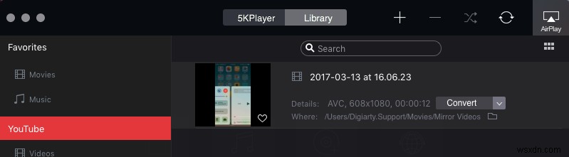 iPhone画面を無料でミラーリングして記録する方法（5KPlayerを使用） 