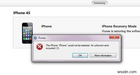 修正：iPhone復元の問題不明なエラー1 