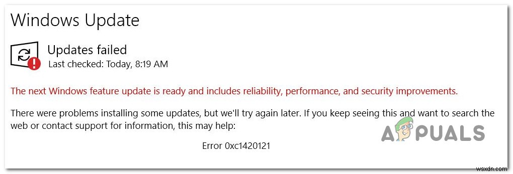 Windows Updateのエラーコードを修正する方法：0xc1420121？ 