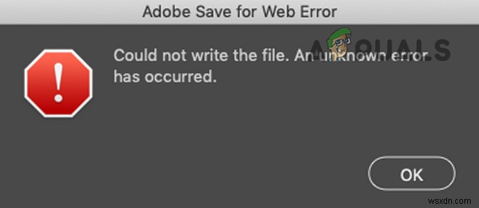修正：「ファイルを書き込めませんでした。不明なエラーが発生しました。  AdobePhotoShopで 