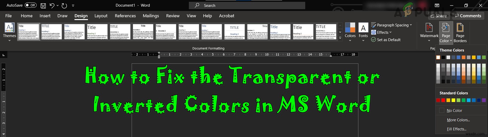 MSWordで透明色または反転色を修正するにはどうすればよいですか？ 