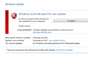 WindowsUpdateエラー80240025を解決します 