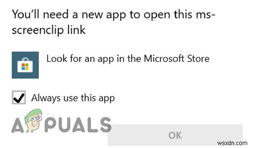 修正：このMS-Screenclipリンクを開くには新しいアプリが必要です 