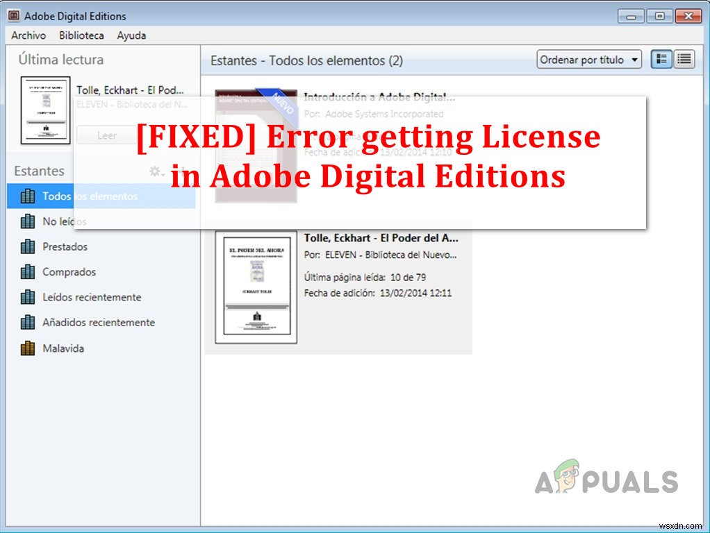 Adobe Digital Editionsでのライセンス取得エラー（修正） 