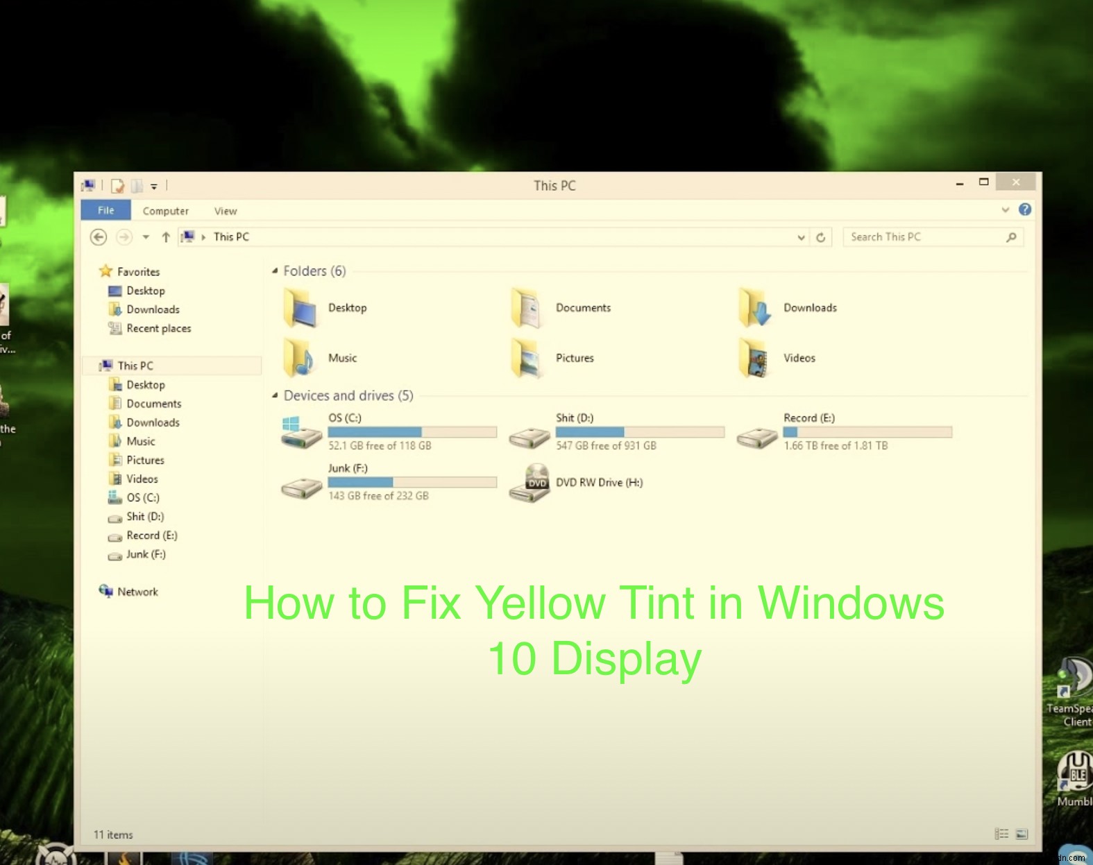 Windowsディスプレイで黄色の色合いを修正する方法 