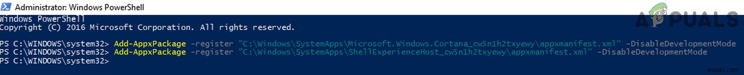 修正：Microsoft.Windows.ShellExperienceHostおよびMicrosoft.Windows.Cortanaアプリケーションをインストールする必要がありましたか？ 