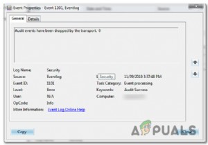 [FIX]監査イベントがトランスポートによってドロップされました 
