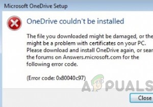 Windows 10でOneDriveインストールエラーコード0x80040c97を修正する方法は？ 