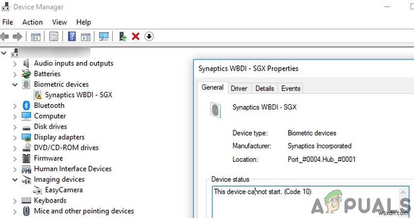 修正：Synaptics WBDI（SGX対応）指紋リーダー「デバイスを起動できません（コード10）」 