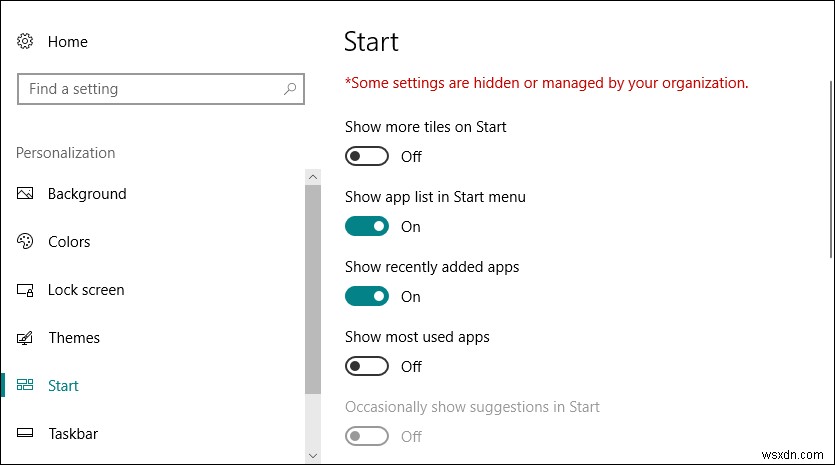 Windows 10でスタートメニューの背景のカスタマイズを無効にする方法は？ 