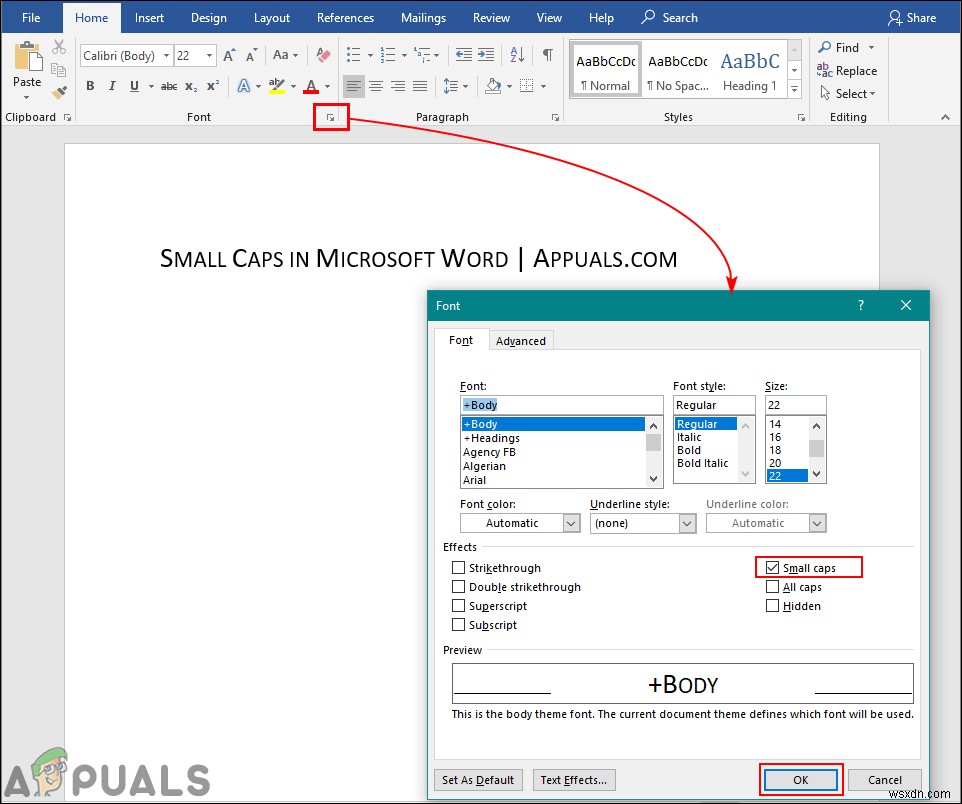 Microsoft Wordでスモールキャップスを行う方法は？ 