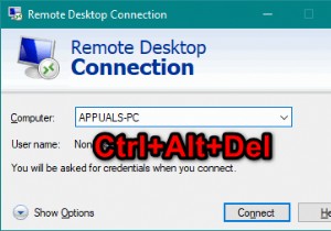 リモートデスクトップを介してCtrl+Alt + Delを送信する方法は？ 