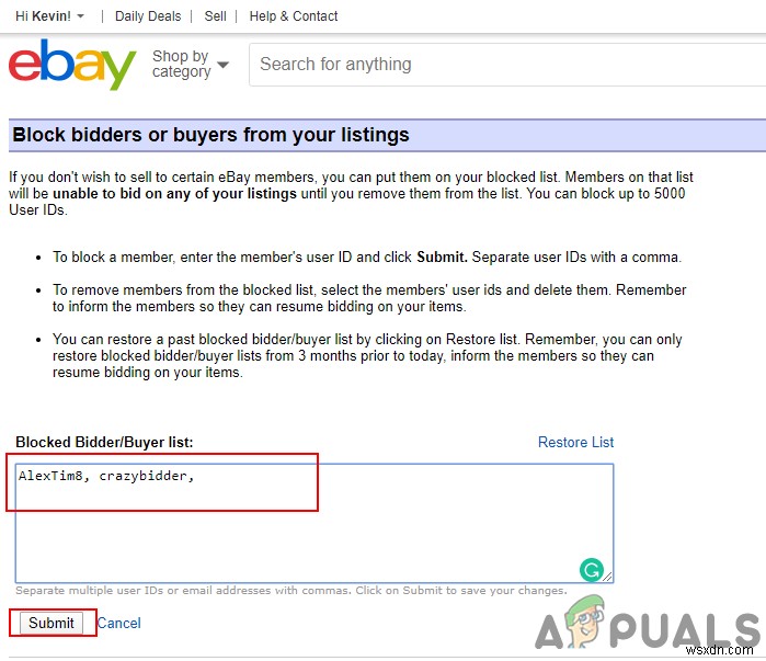 eBayでバイヤーとビッダーをブロックする方法は？ 