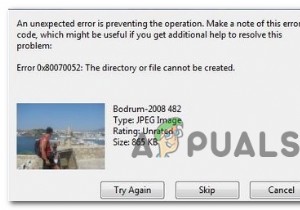 ファイルのコピー中に「エラーコード：0x80070052」を修正するにはどうすればよいですか？ 