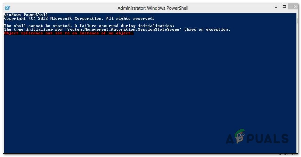 Powershell：初期化中に障害が発生しました 