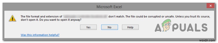 「ファイル形式と拡張子が一致しない」エラーがExcelで修正されました 