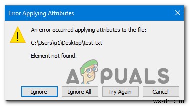Windowsで「ファイルに属性を適用するとエラーが発生しました」を修正 