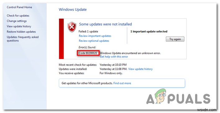 Windows Updateエラー8020002eを修正する方法は？ 