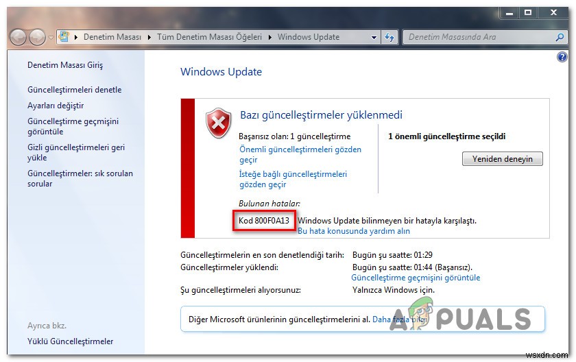 Windows Updateのエラーコード800F0A13を修正する方法は？ 