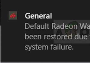 Windowsで「予期しないシステム障害が原因でデフォルトのRadeonWattMan設定が復元されました」エラーを修正するにはどうすればよいですか？ 