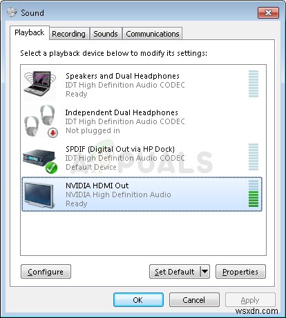 WindowsでNVIDIAHighDefinition Audioの音が出ない問題を修正するにはどうすればよいですか？ 