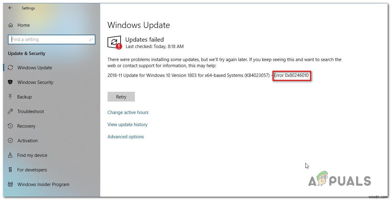 WindowsUpdateエラー0x80246010を修正する方法 