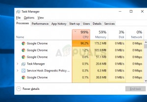 WindowsでGoogleChromeの高いCPU使用率を修正するにはどうすればよいですか？ 