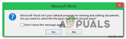 「Wordはドキュメントを表示および編集するためのデフォルトのプログラムではない」を修正する方法 