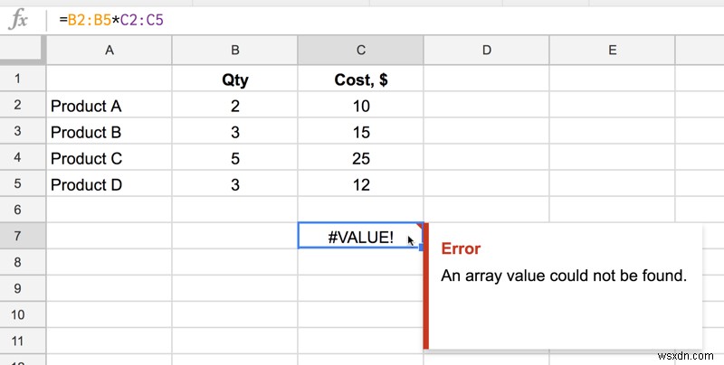 Excelで「配列値が見つかりませんでした」エラーを修正する方法 