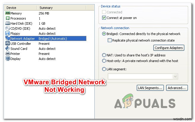 修正：VMwareブリッジネットワークが機能しない 
