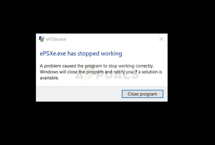 修正：ePSXeが動作を停止しました 