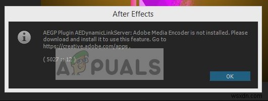 修正：AdobeMediaEncoderがインストールされていない 