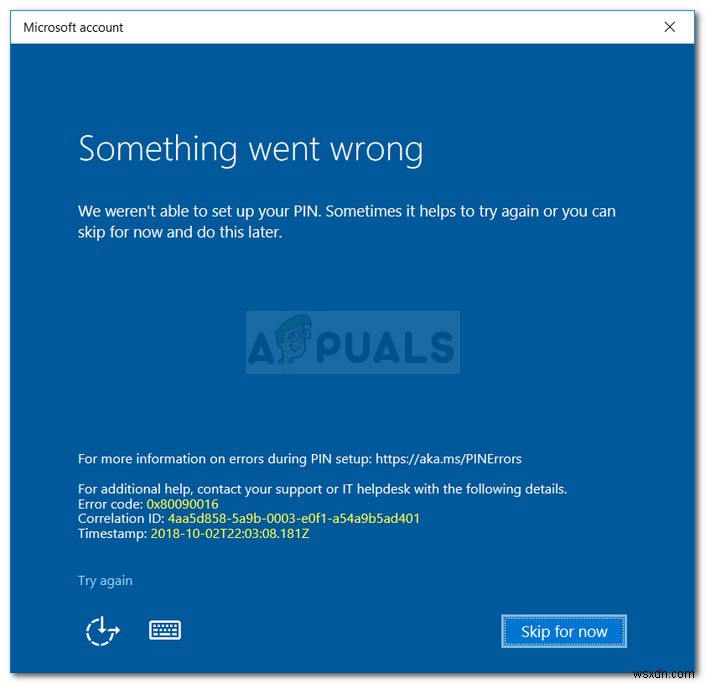 修正：Windows10で何か間違ったエラー0x80090016が発生しました 