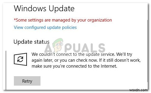 修正：Windows10でアップデートサービスに接続できませんでした 