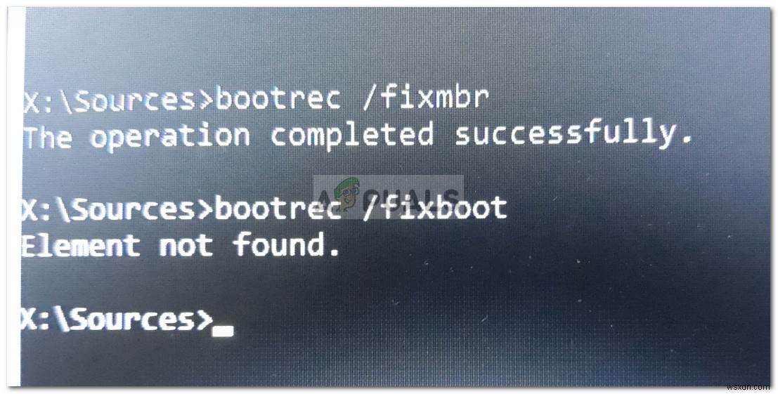 修正：Windows10でBoorec/Fixboot要素が見つかりません 