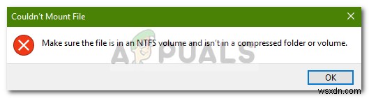 修正：ファイルがNTFSボリュームであり、圧縮されたフォルダまたはボリュームにないことを確認してください 