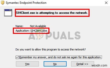 修正：Sihclient.exeがネットワークにアクセスしようとしています 