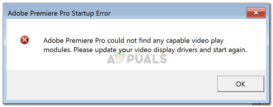 修正：AdobePremiereProが対応するビデオ再生モジュールを見つけることができませんでした 