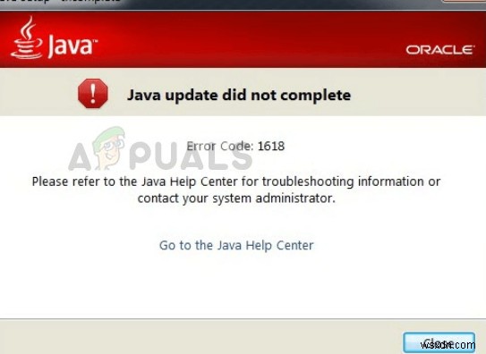 Javaエラーコード1618を修正する方法 