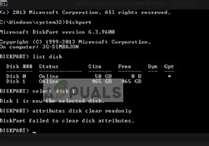 修正：Diskpartがディスク属性をクリアできなかった 