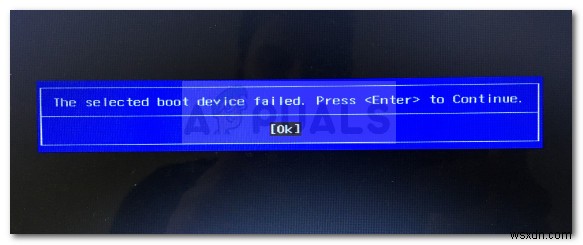 修正：選択したブートデバイスが失敗したWindows 10 