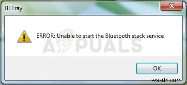修正：Bluetoothスタックサービスを開始できない 