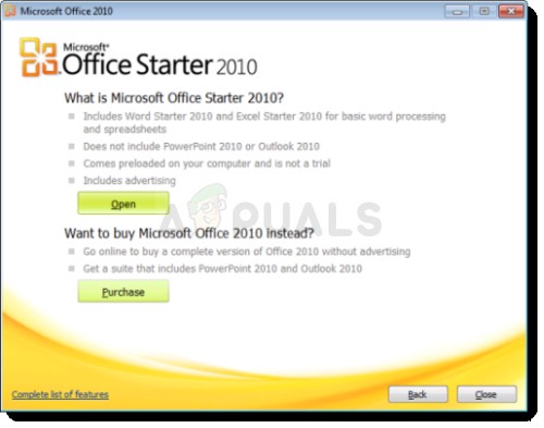 修正：Microsoft WordStarter2010を開くことができません。もう一度試すか、コントロールパネルで製品を修理してください 