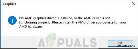 修正：AMDグラフィックスドライバーがインストールされていない 