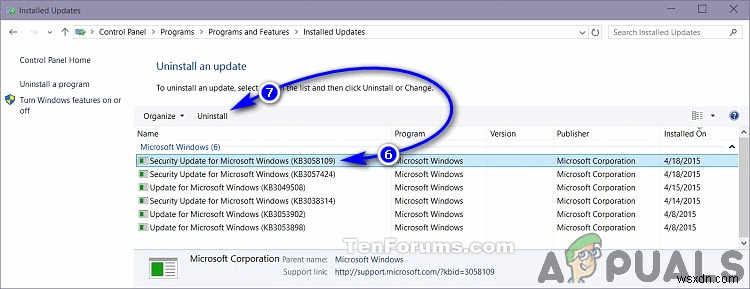 WindowsUpdateをアンインストールする方法 