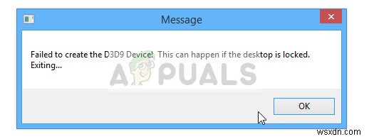 修正：d3d9デバイスの作成に失敗しました 