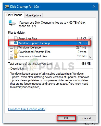 修正：WindowsUpdateで使用されるディスククリーンアップのバグ3.99TB 