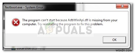 修正：AdbWinApi.dllがありません 